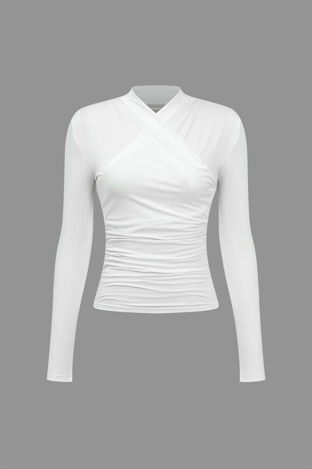 Ruched Crossover Long Sleeve Top