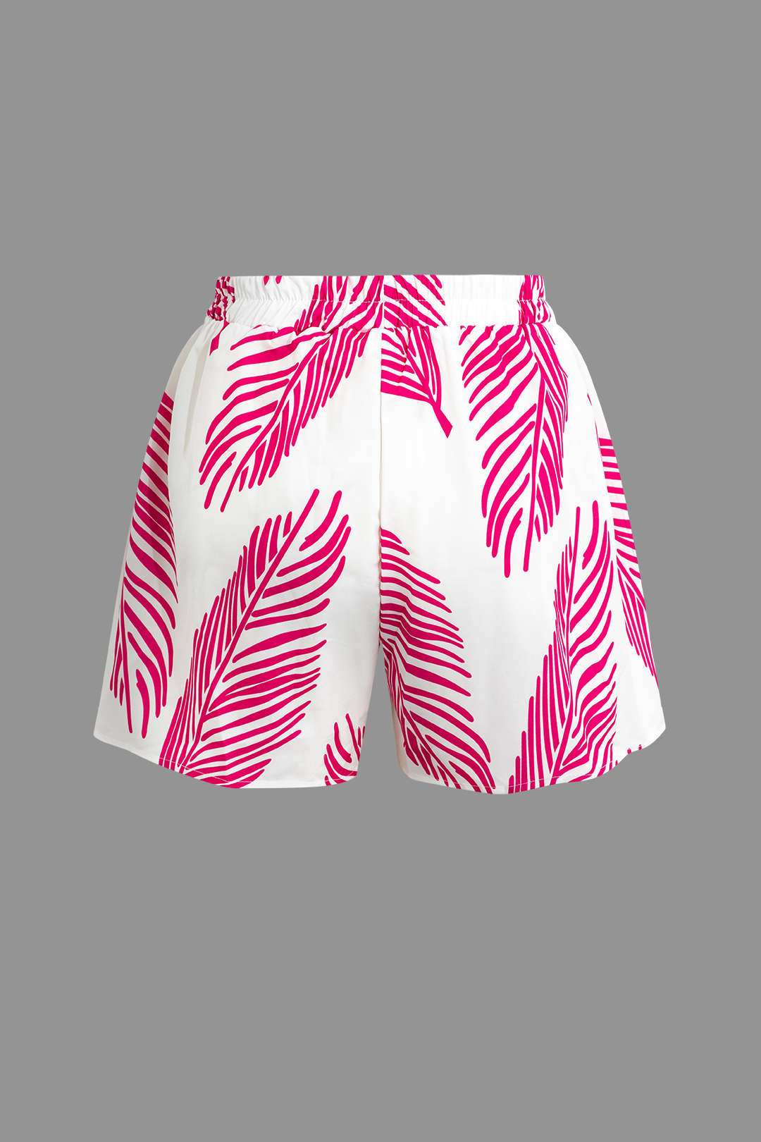 Leaf Print Drawstring Shorts Set