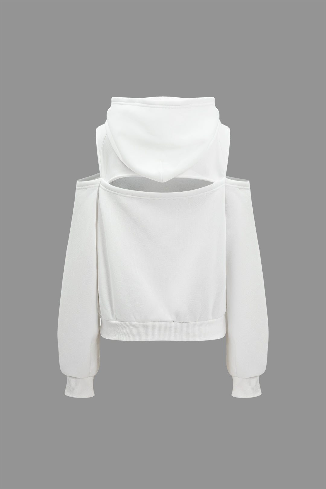 Solid Hooded Cut Out Sweatshirt And Elastic Pants Set