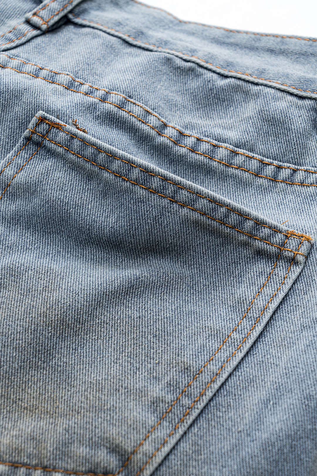 Dirty Denim Pocket Button Washed Wide Leg Jeans