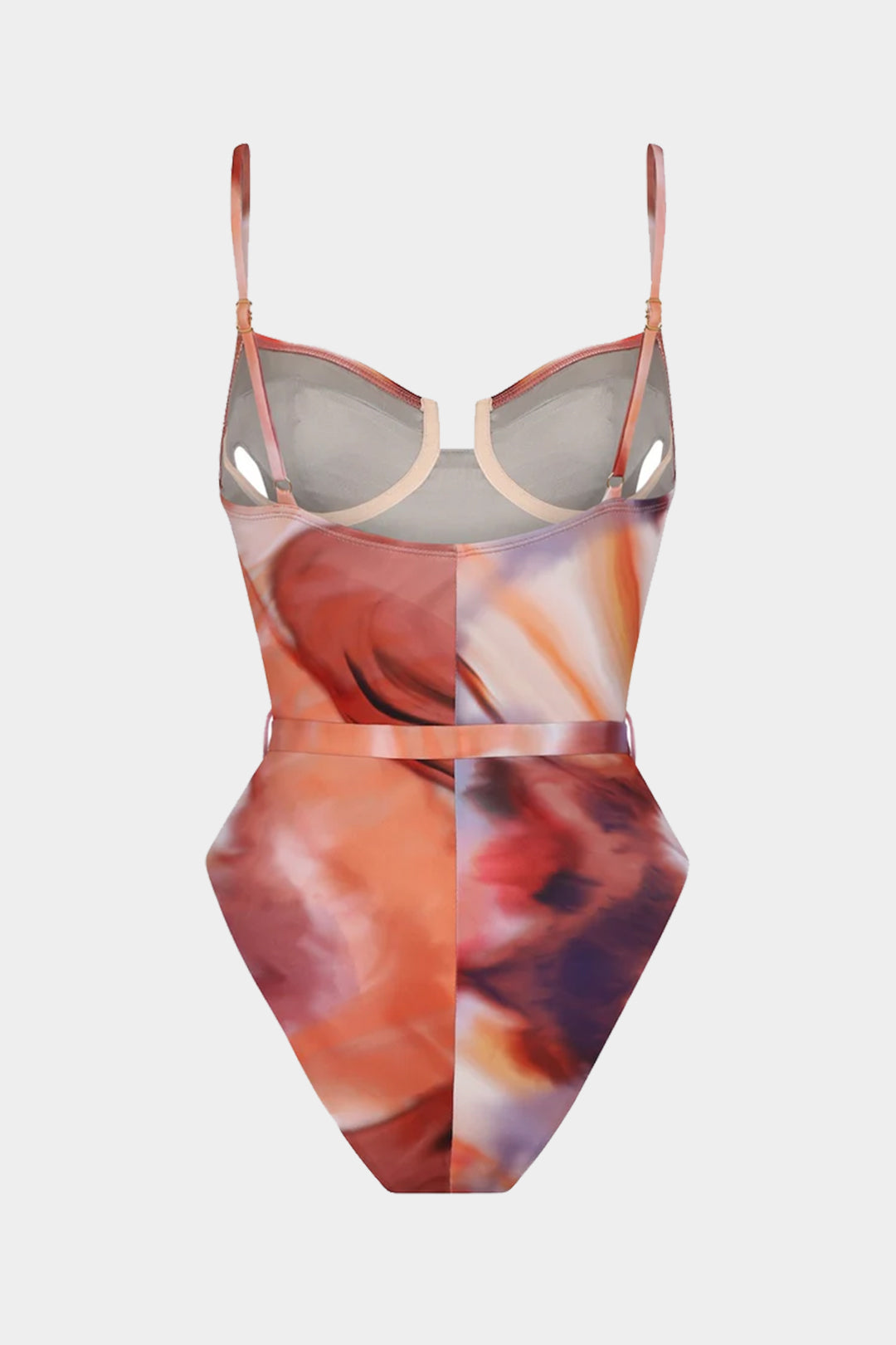 Ombre Print Metallic Ruched Belt Bustier Slip Bodysuit