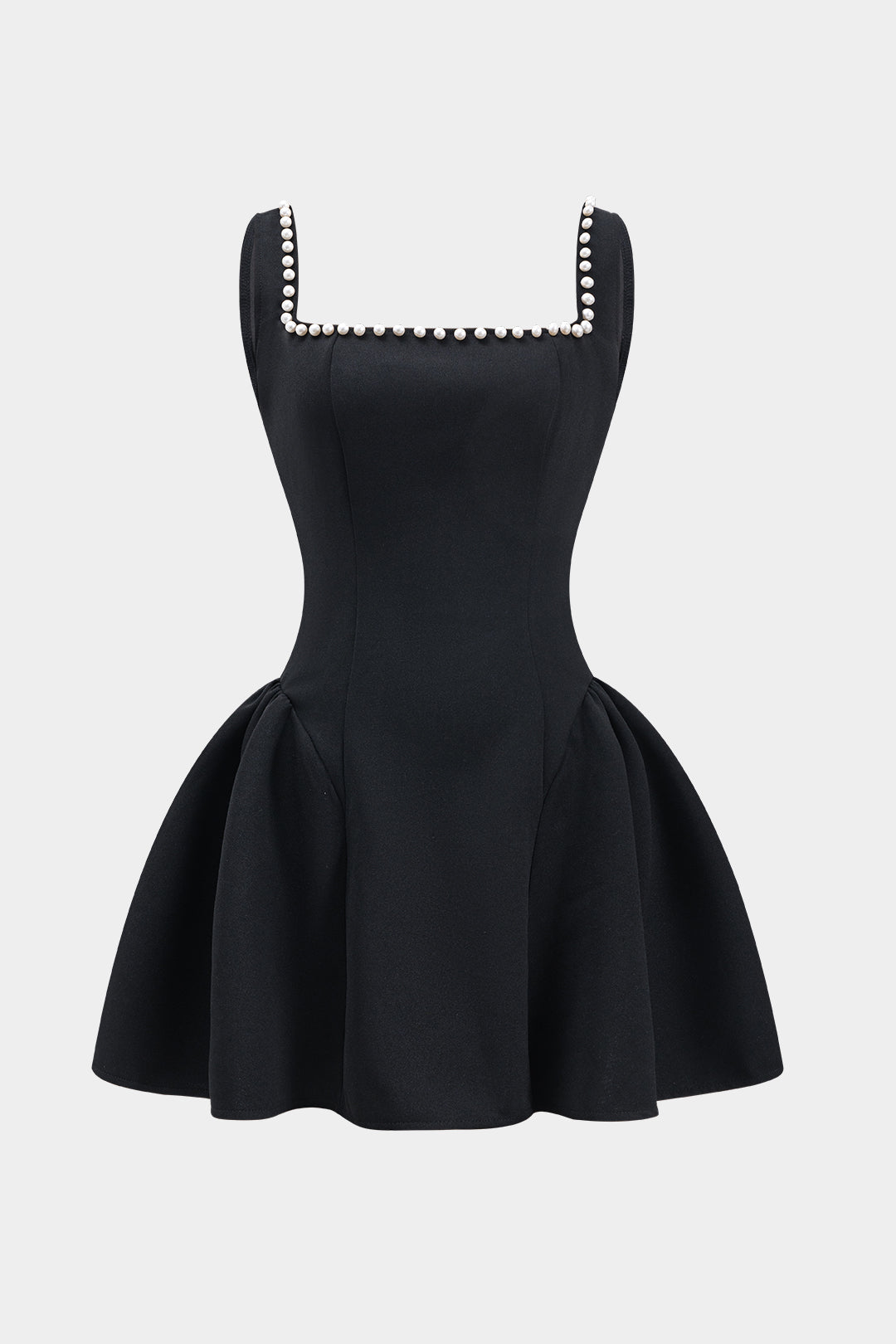 Pearl Pleated Zipper Mini Dress