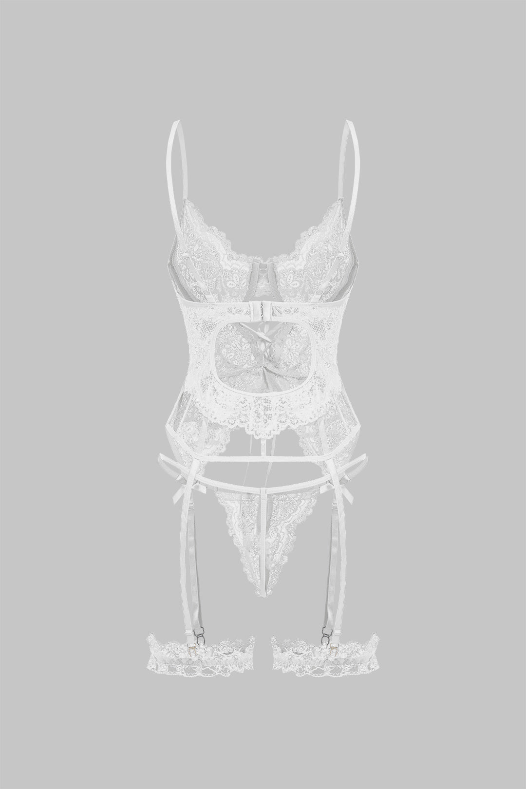 Cut Out Tie Front Backless Lingerie Garter Set