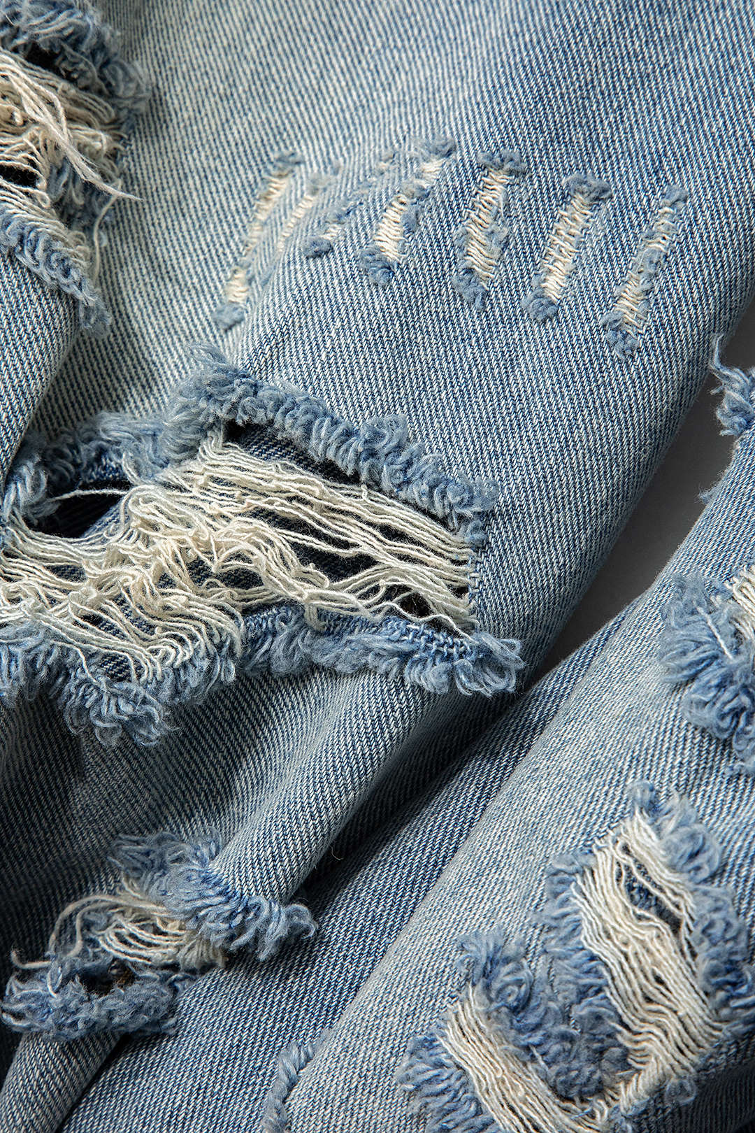 Denim Ripped Fringe Cut Out Jeans