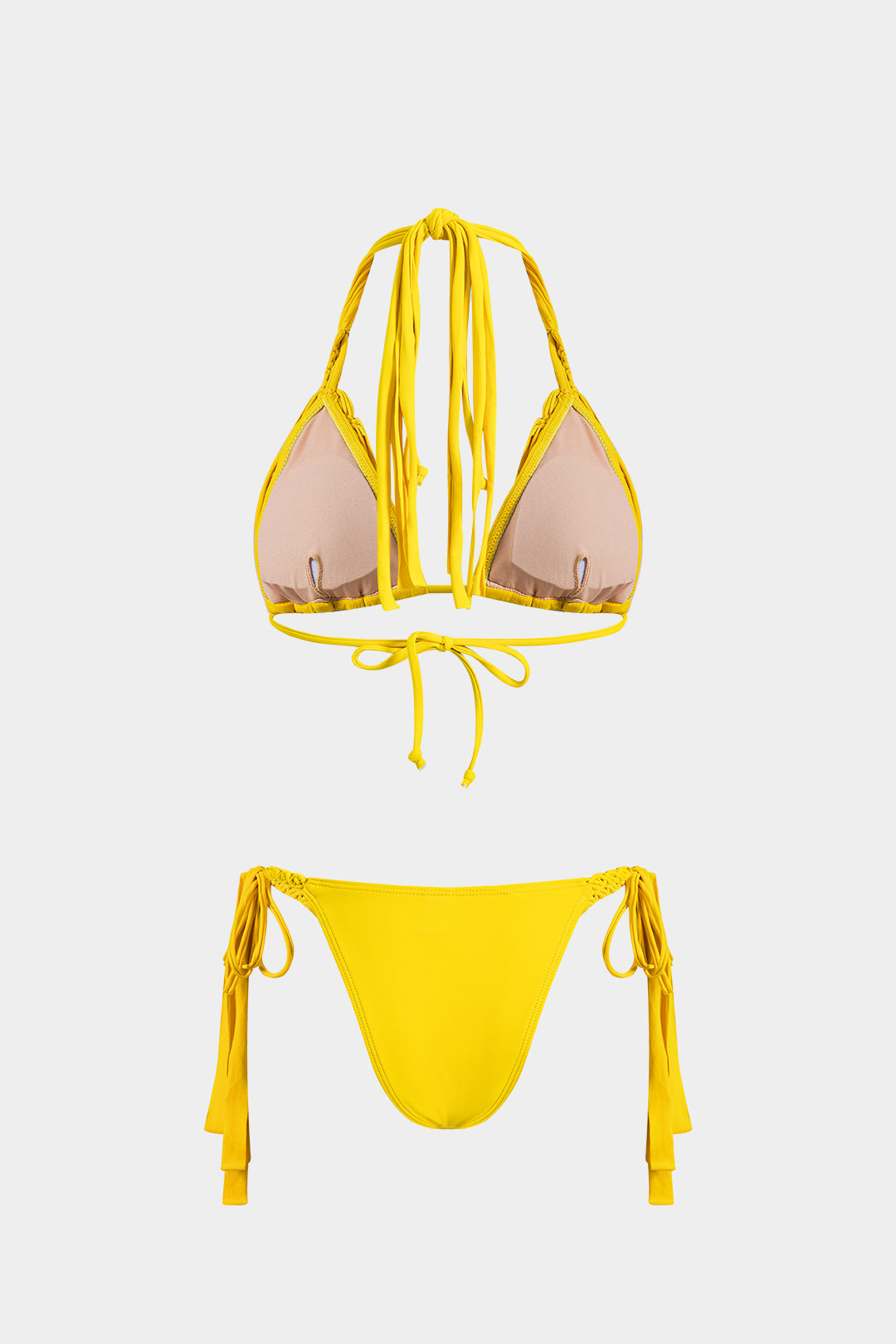 Ruched Tie Back Strappy Bikini Set