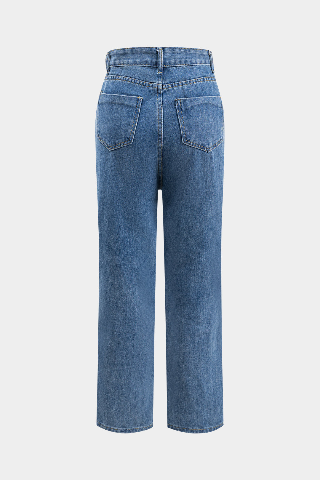 Denim Button Pocket Wide Leg Jeans