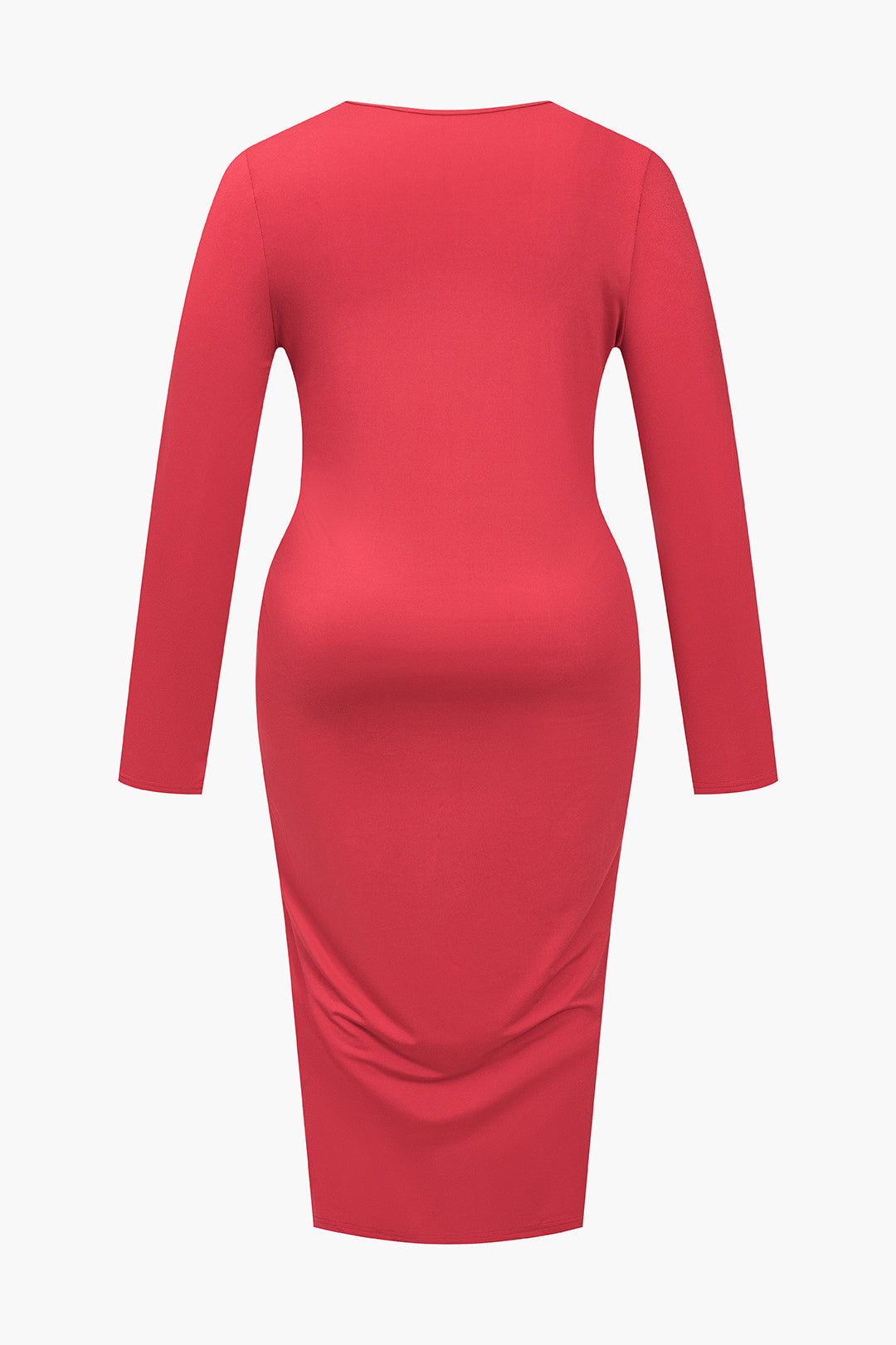 Plus Size Solid Ruched Midi Dress