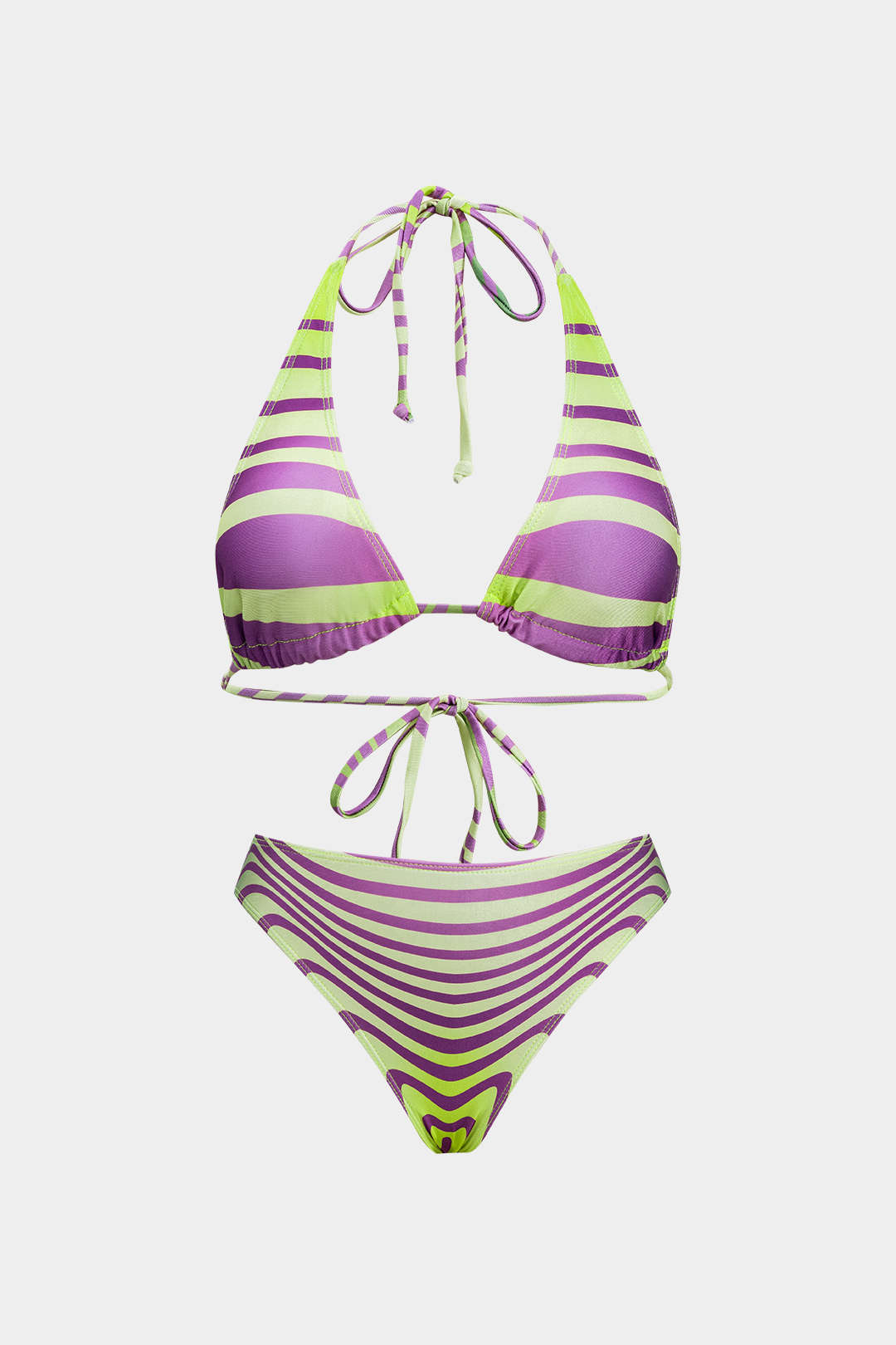 Color Block Drawstring Bikini Set