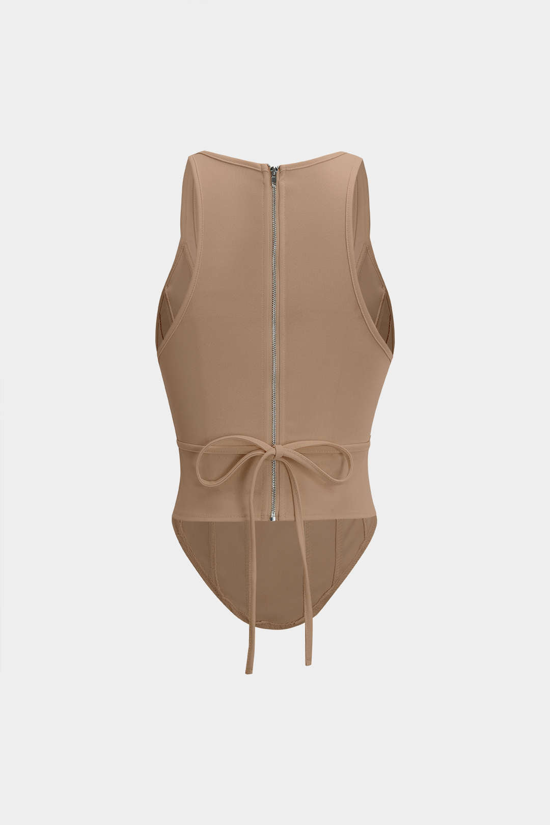 Zipper Tie-Up Corset Waist Tank Top