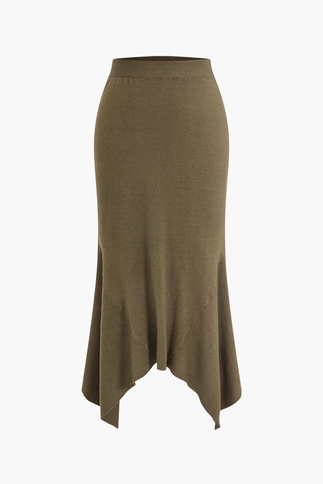 Solid Sweater Asymmetrical Skirt