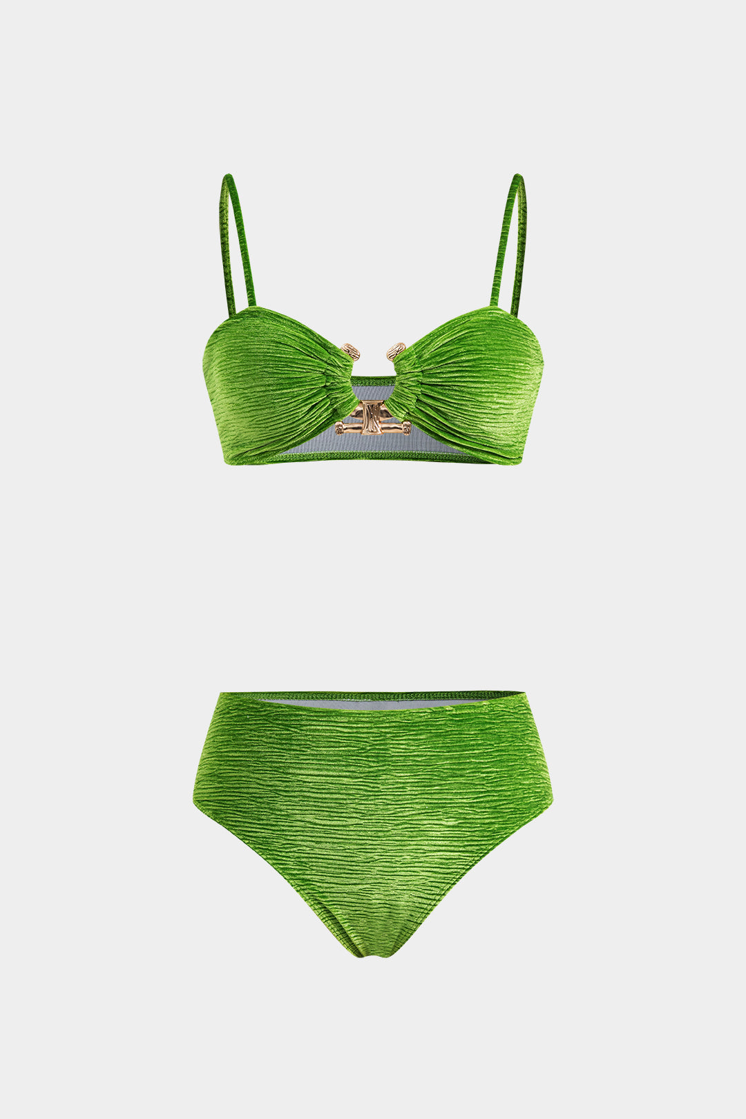 Velvet Asymmetrical Metallic Bikini Set