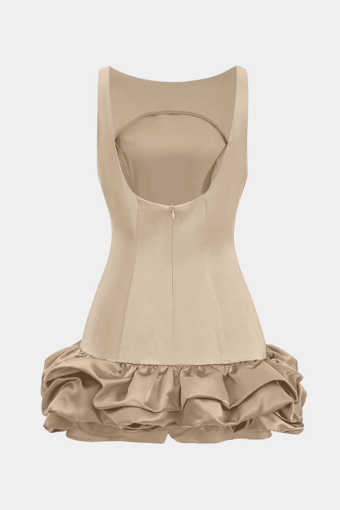 Satin Ruffle Hem Sleeveless Mini Dress