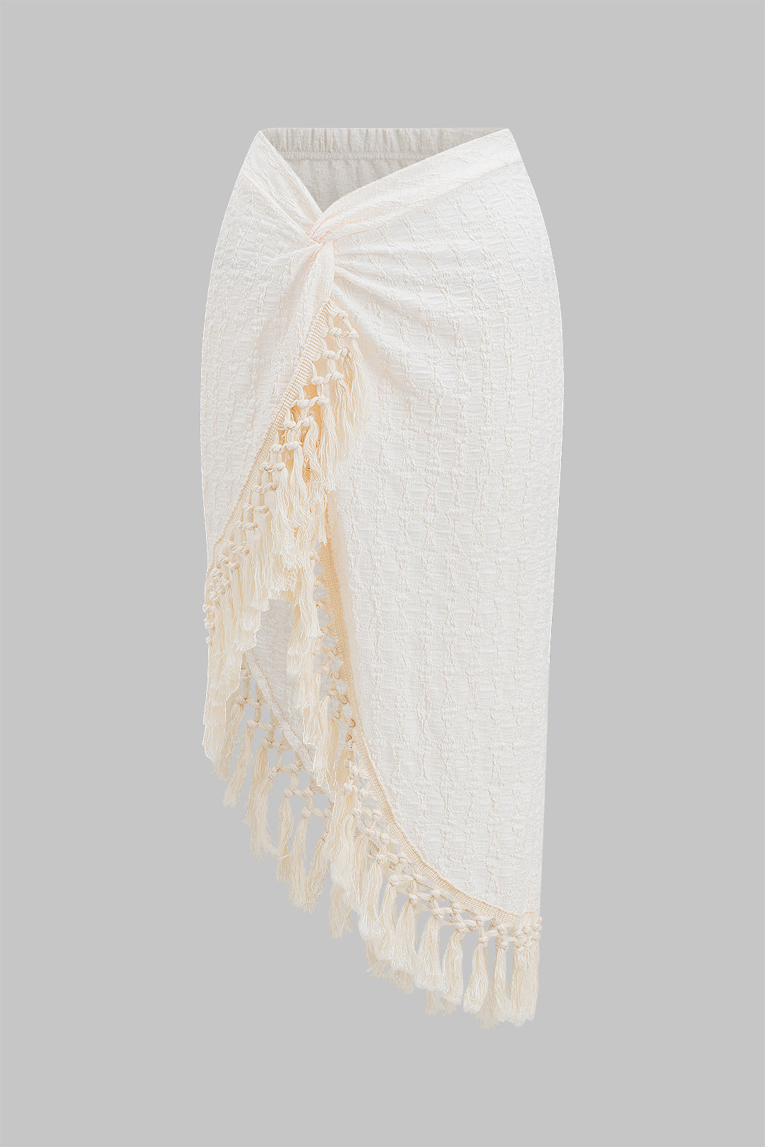 Fringe Ruched Twist Knot Cover Up