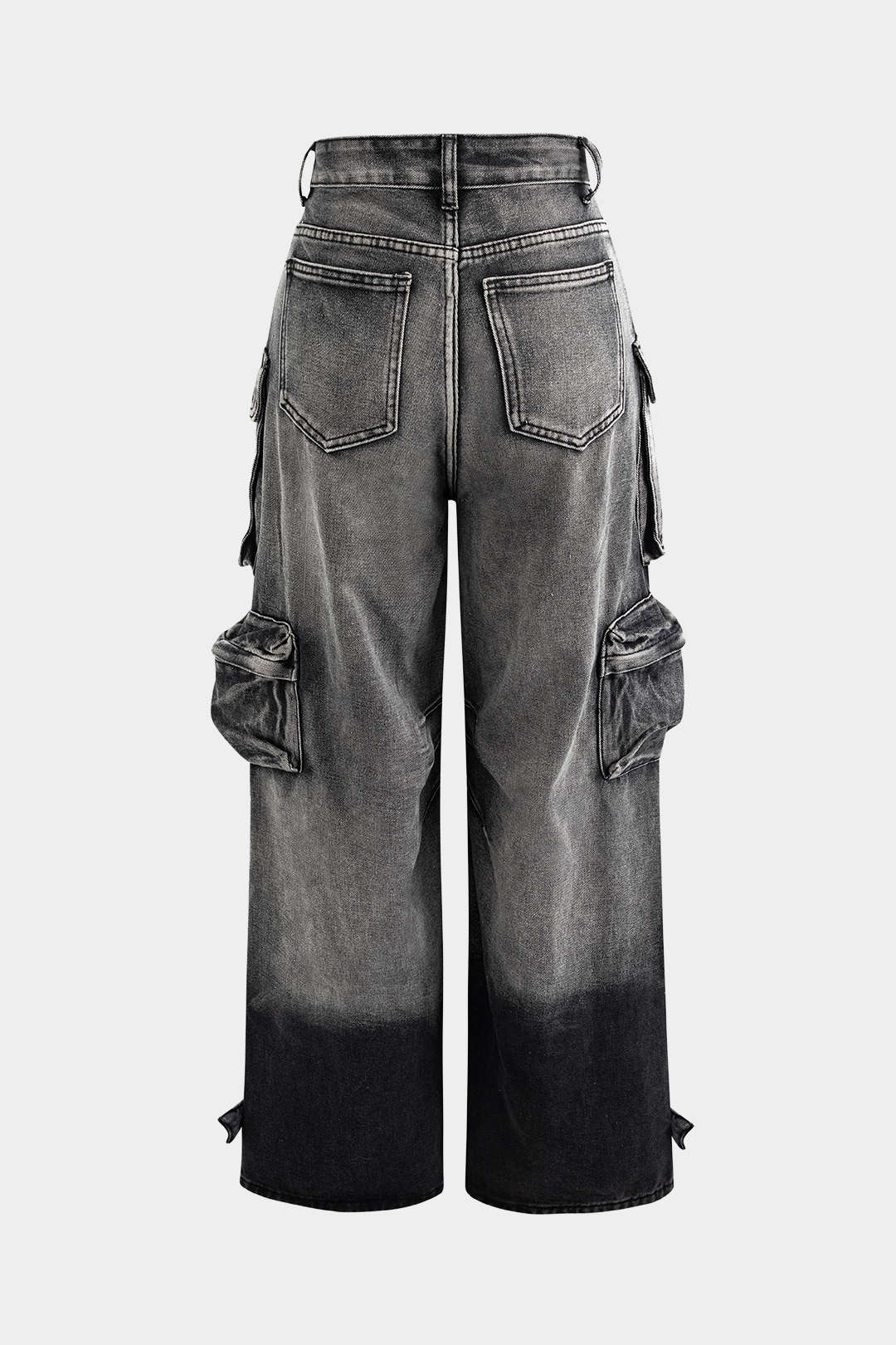 Ombre Multi Pocket Wide Leg Cargo Jeans