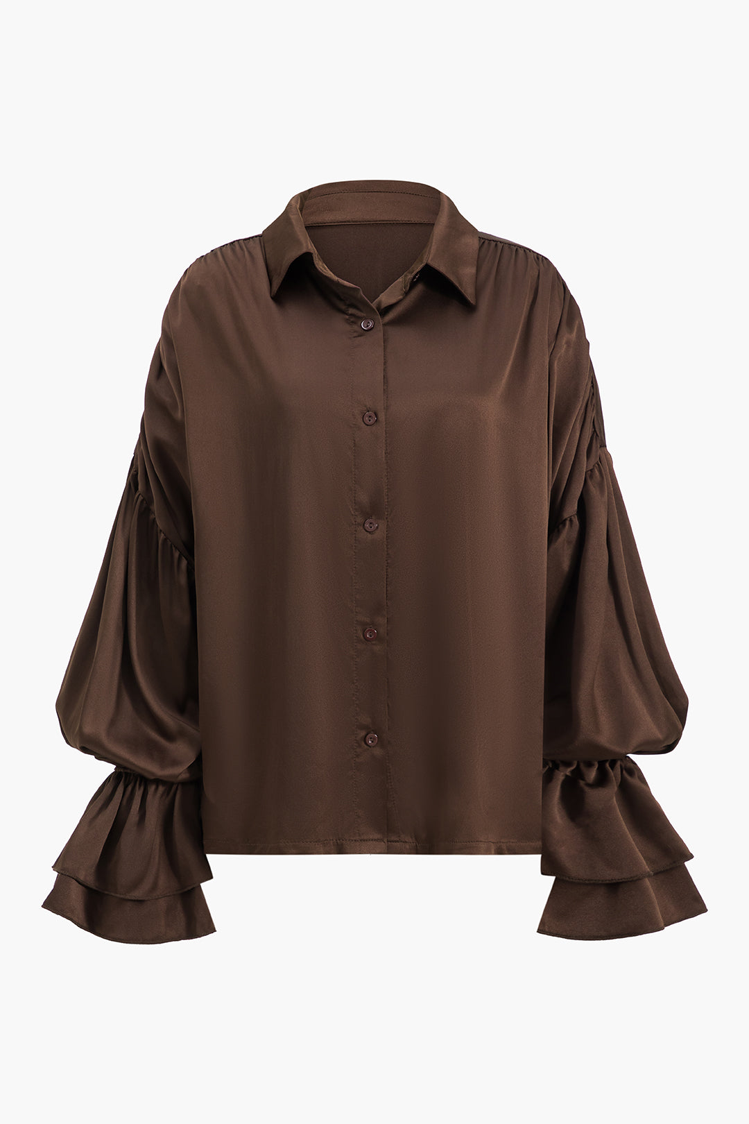 Satin Button Long-Sleeve Shirt