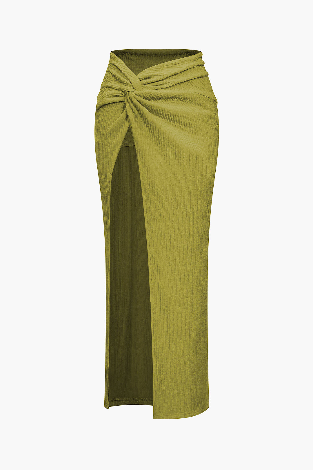 Solid Crop Tank Top And Slit Twist Knot Skirt Set