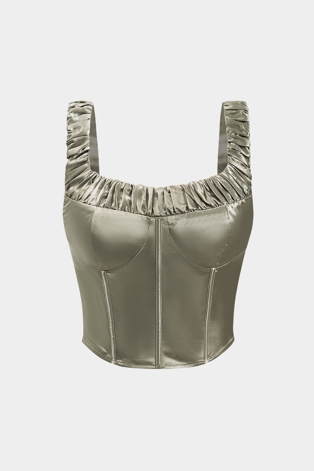 Satin Ruched Side Zipper Bustier Corset Tank Top