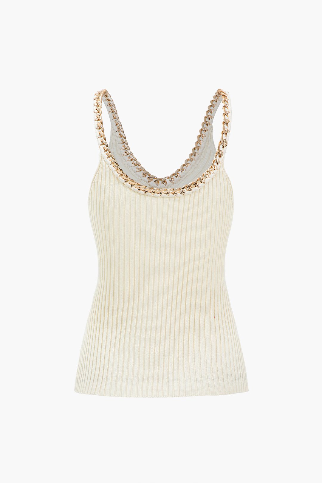 Knitted Metallic Chain Detail Tank Top