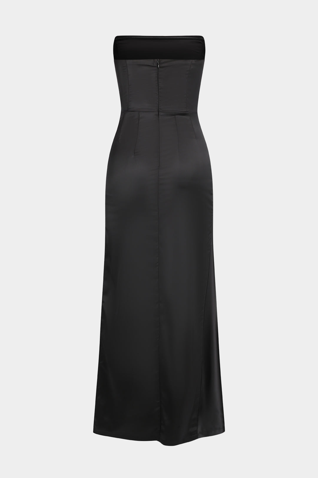 Satin Slit Strapless Maxi Dress