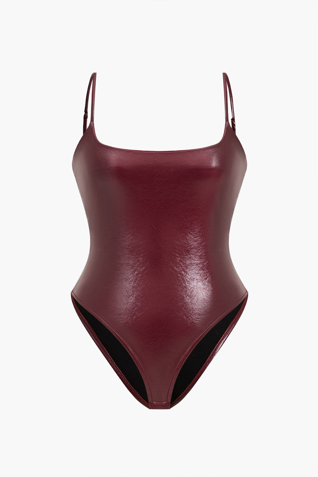 Plus Size Faux Leather Bodysuit