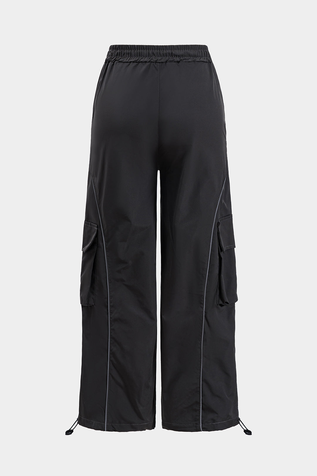 Ruched Drawstring Flap Pocket Wide Leg Trousers