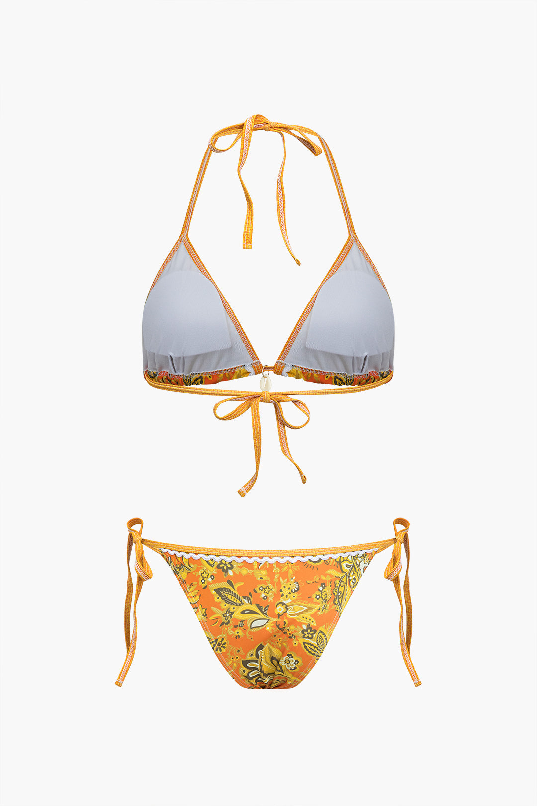 Retro Print Halter Bikini Set