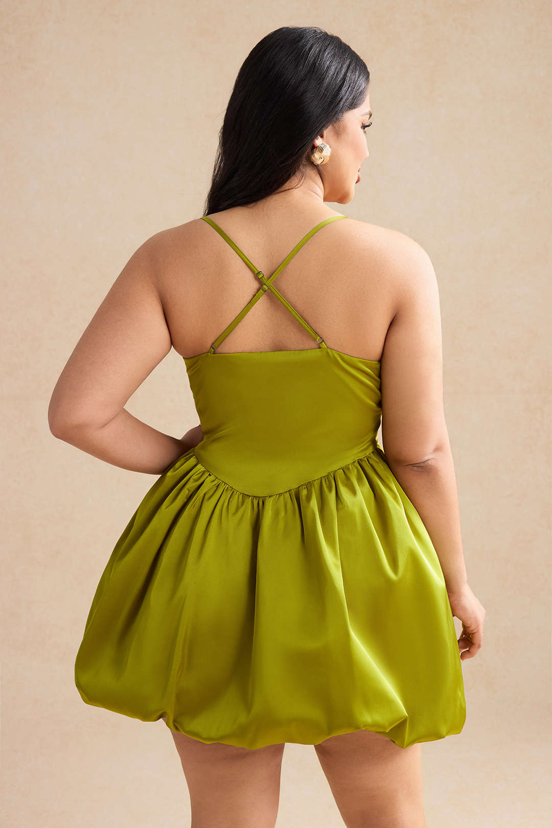 Plus Size Satin Ruched Slip Mini Dress