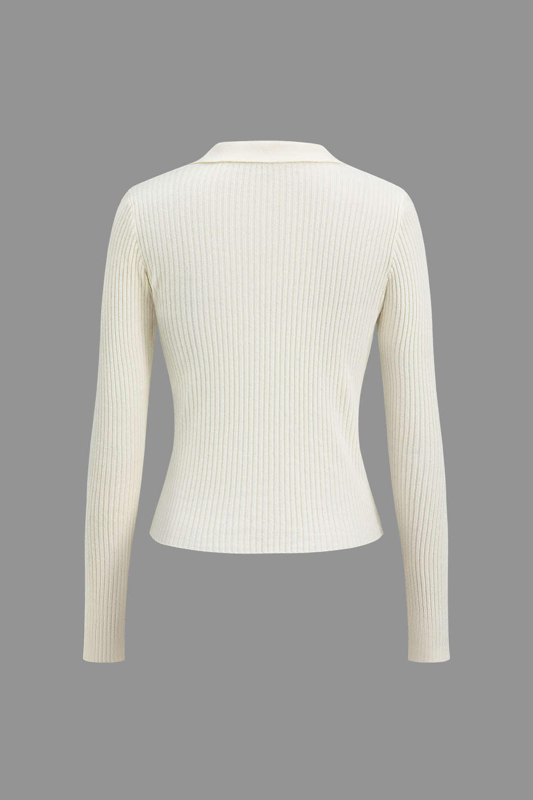 Solid Knit Button Long-Sleeve Top