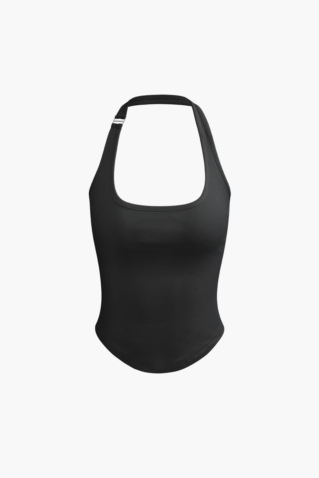 Basic Solid Halter Curved Hem Tank Top