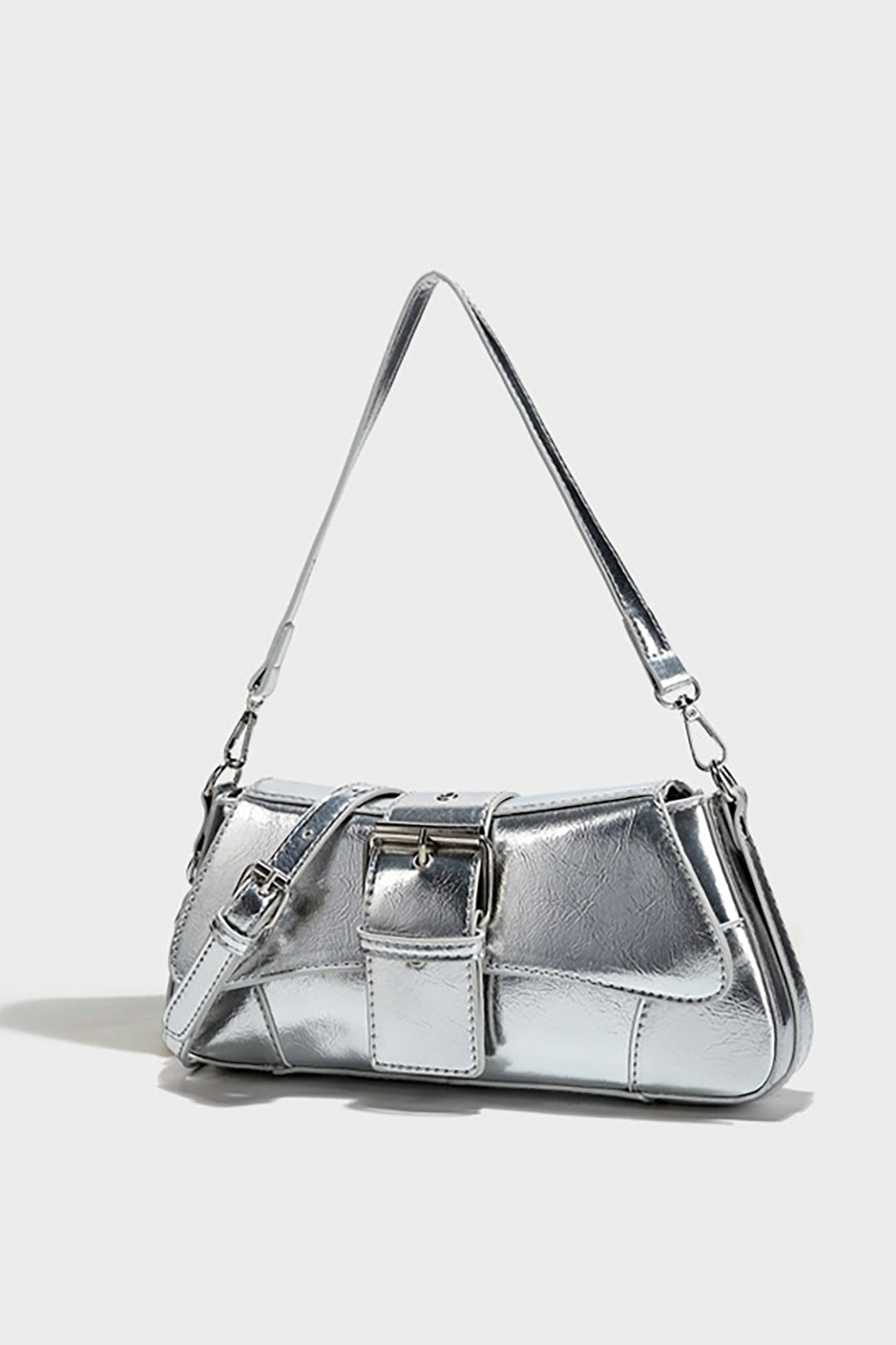 Metallic Buckle Shoulder Bag