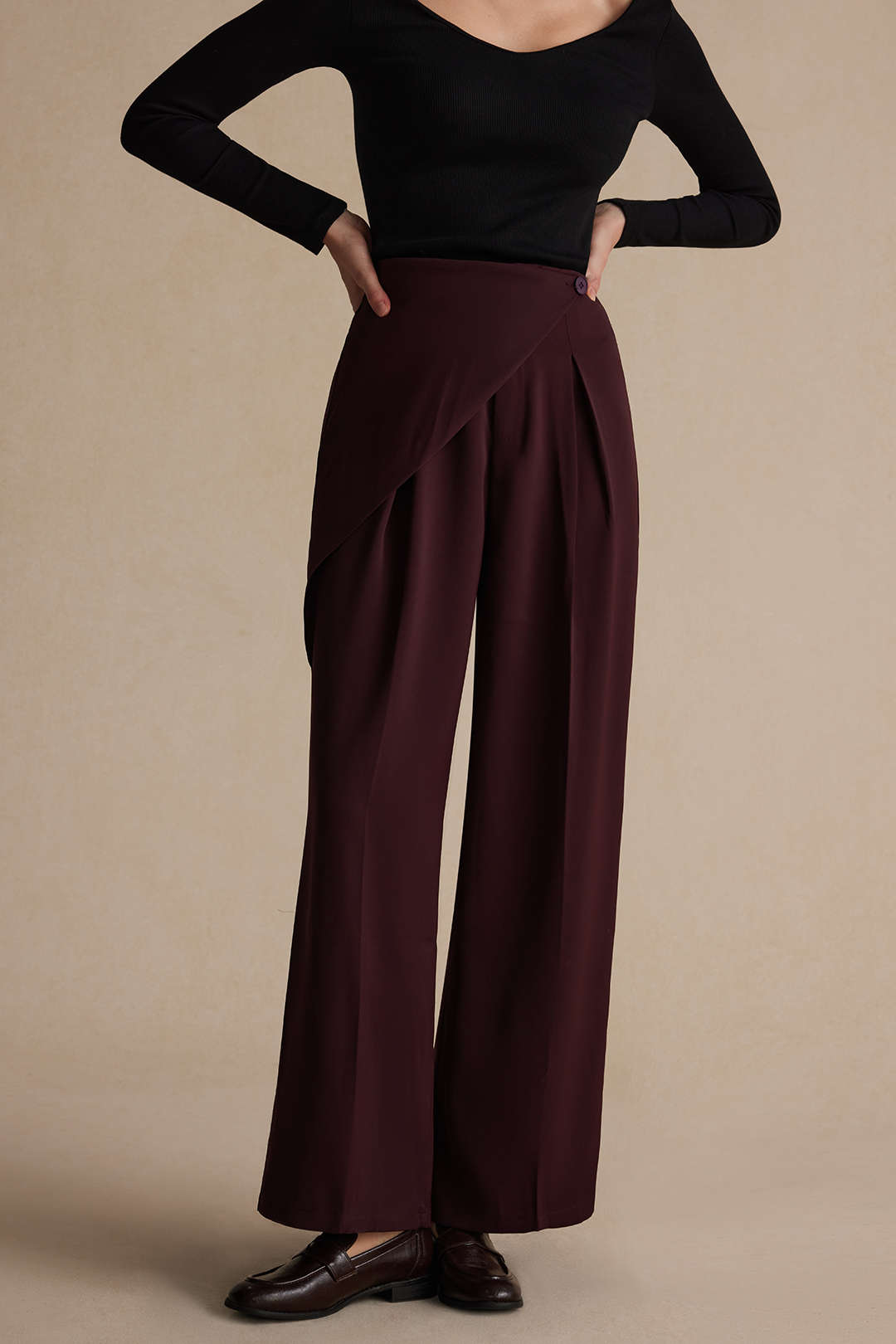 Asymmetric Wide-Leg Pants