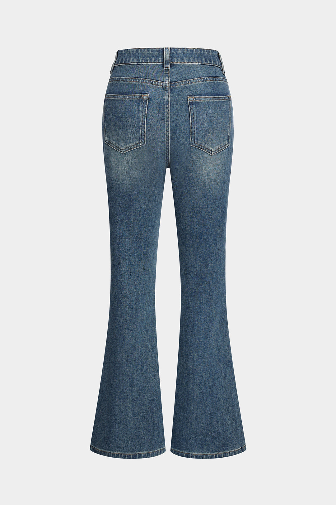 Denim Button Pocket Flared Leg Jeans