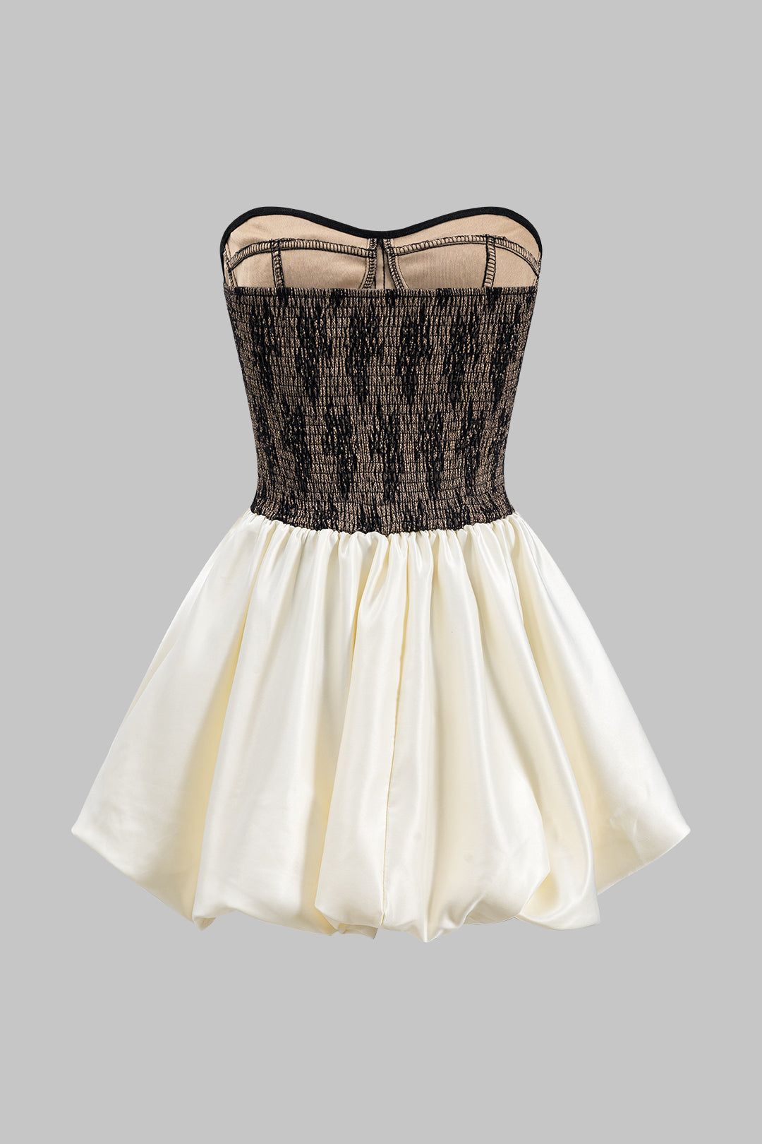 Satin Lace Pleated Patchwork Bustier Corset Strapless Mini Dress