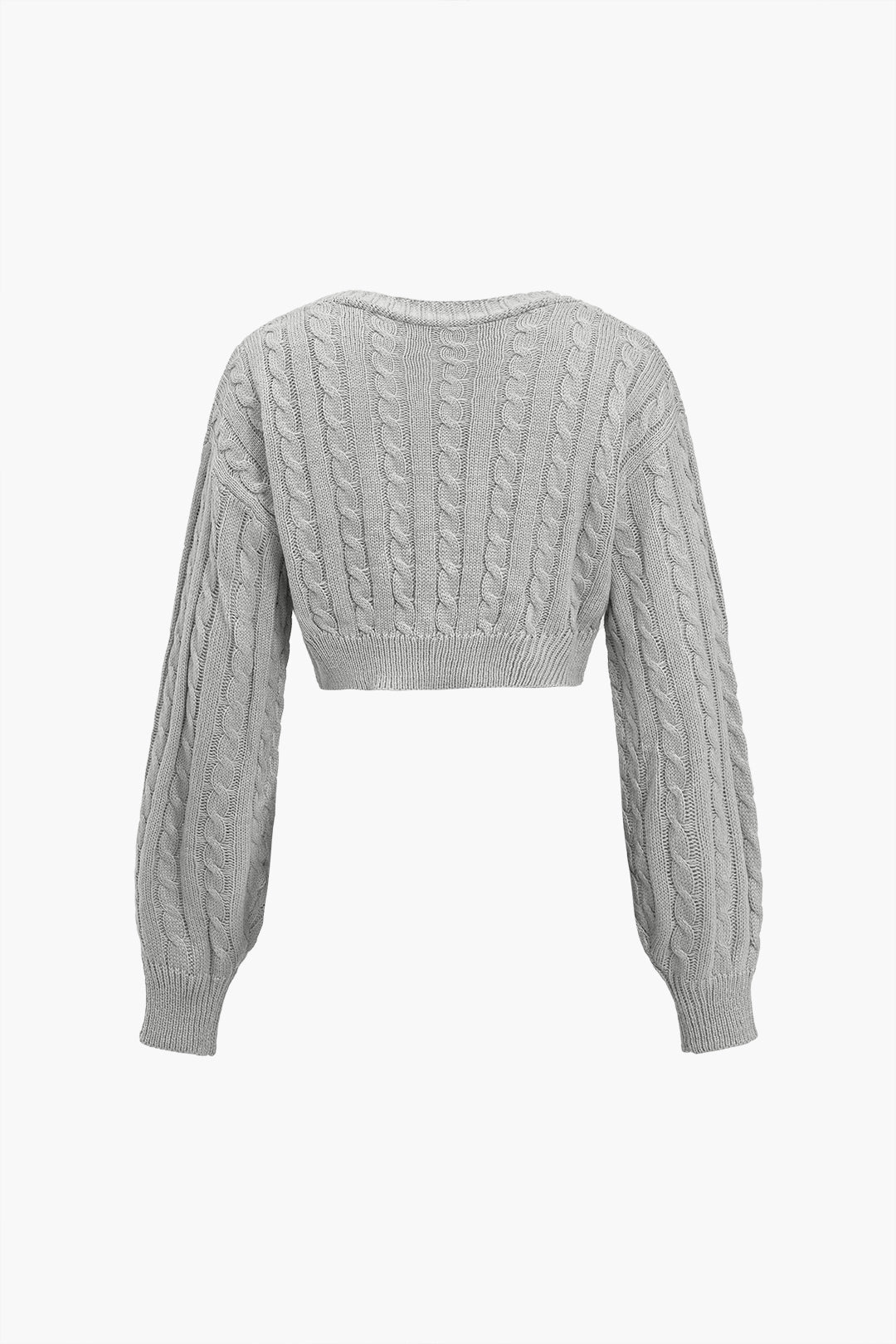 Solid Sweater Twist Knot V-Neck Long-Sleeve Top