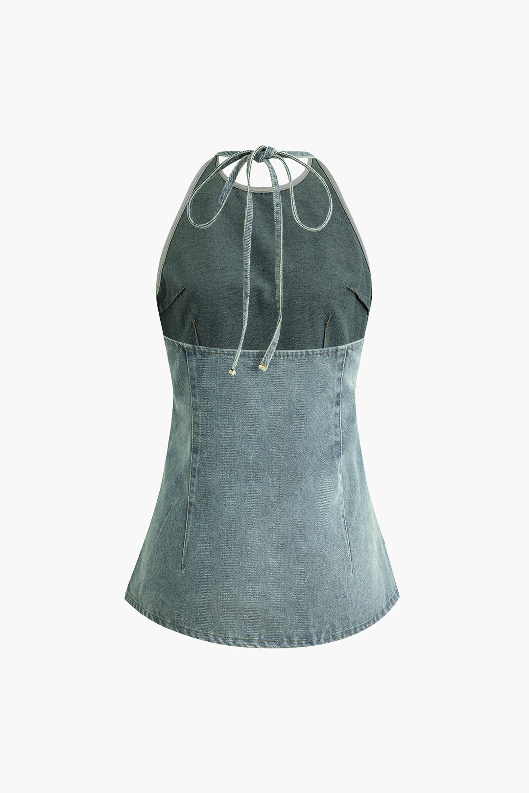 Halter Neck Backless Sleeveless Denim Tank Top