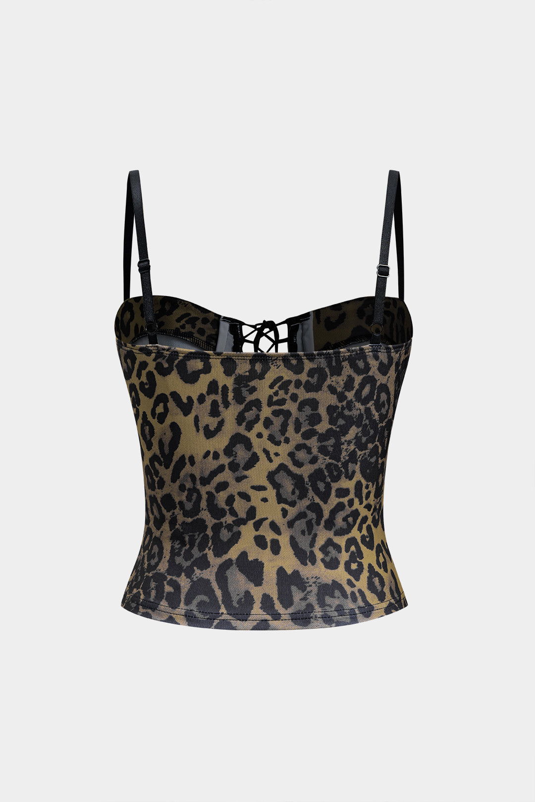 Leopard Print Cut Out Tie Front Bustier Slip Cami Top