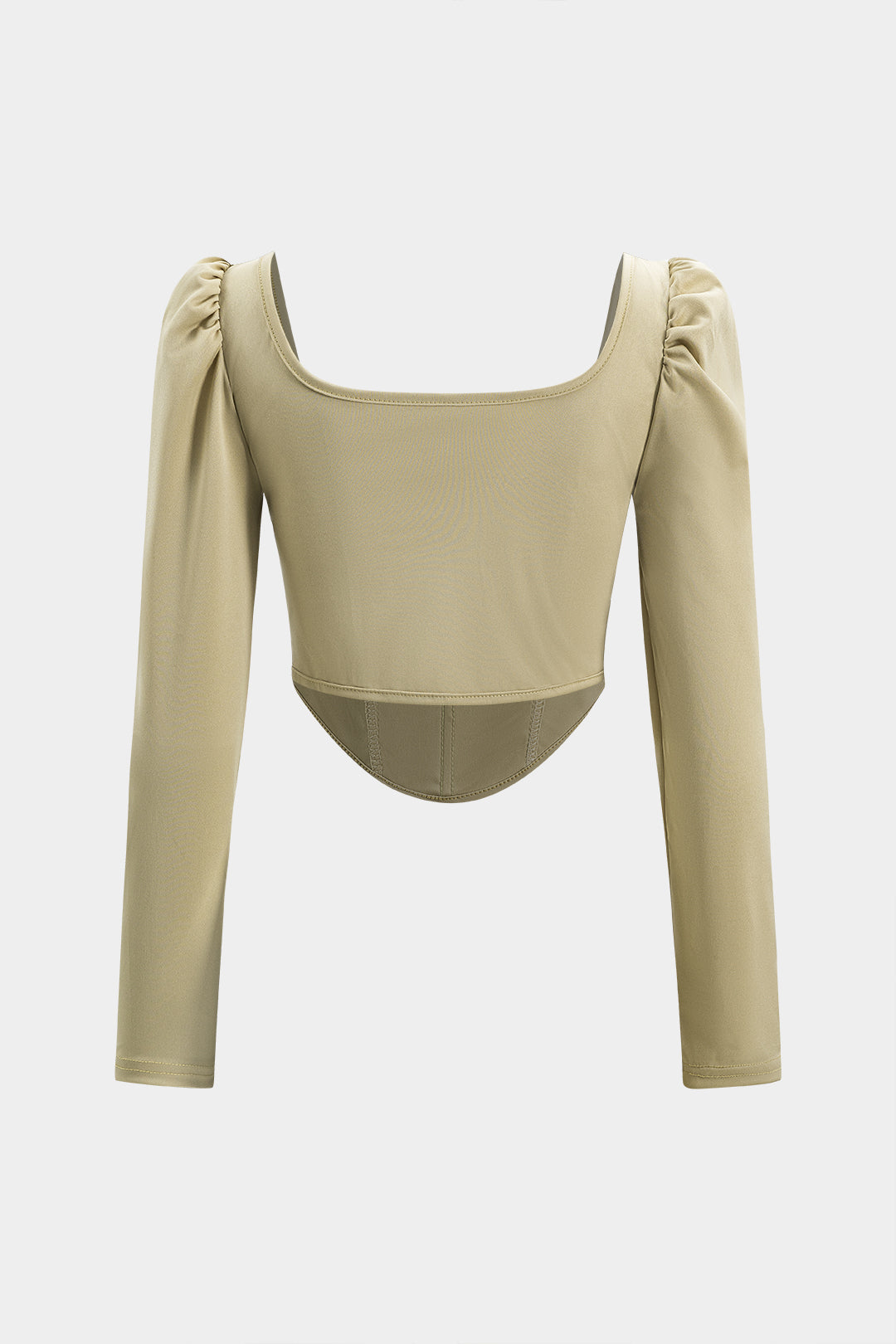 Ruched Square Neck Corset Long-Sleeve Top