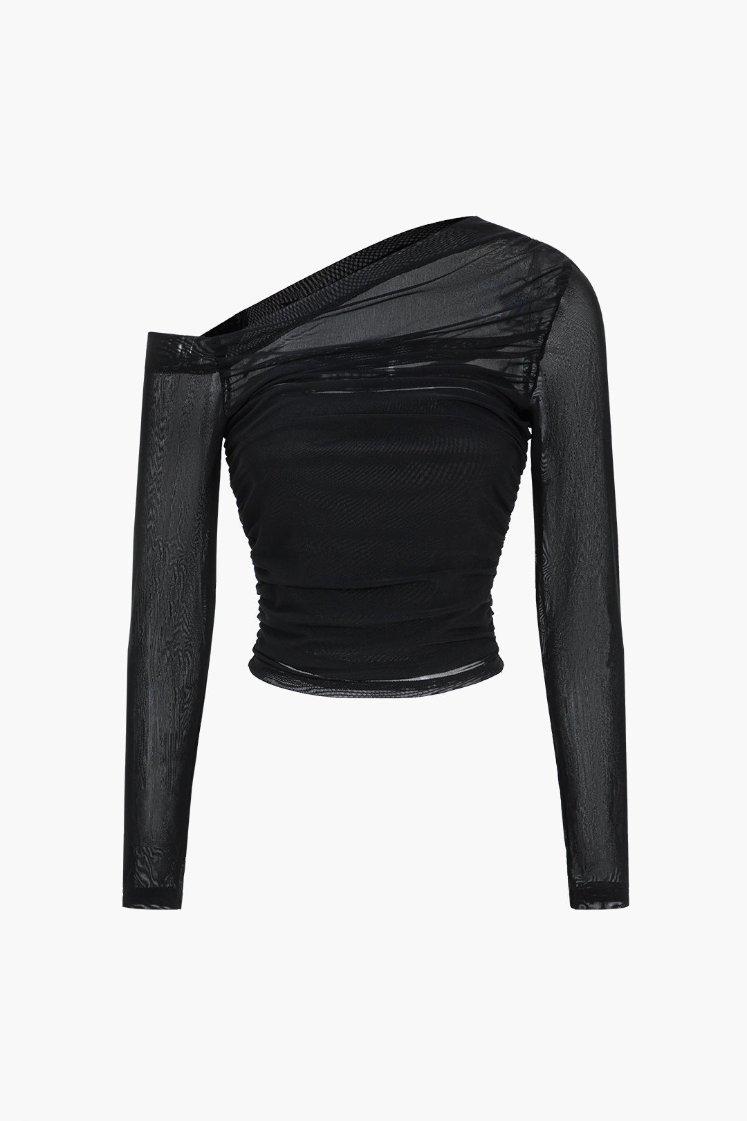 Mesh Asymmetrical Long-Sleeve Top