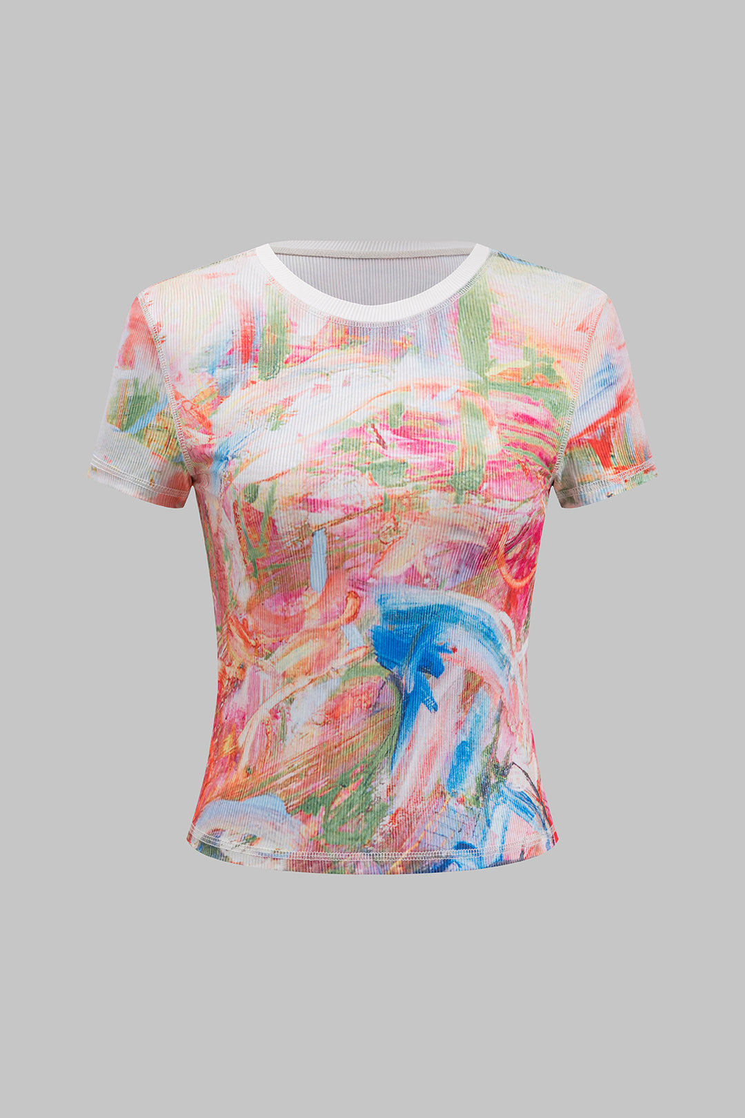 Contrast Abstract Print Short Sleeve T-Shirt