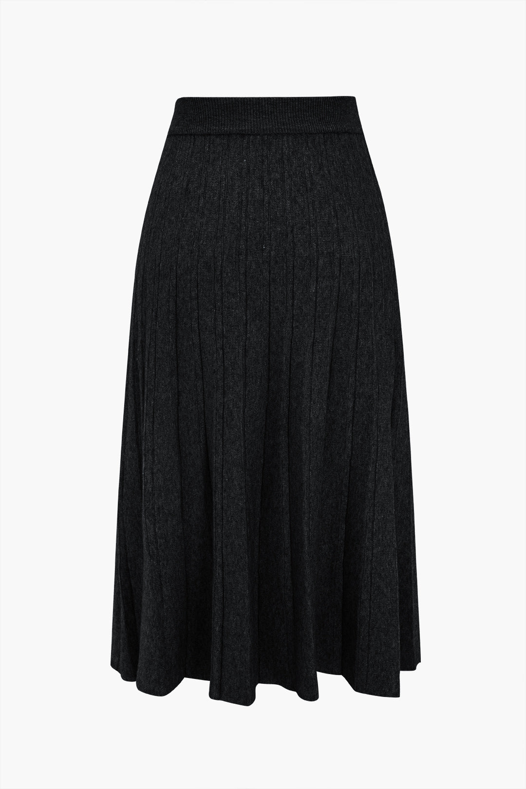 Solid Knit Pleated High Waist Skirt