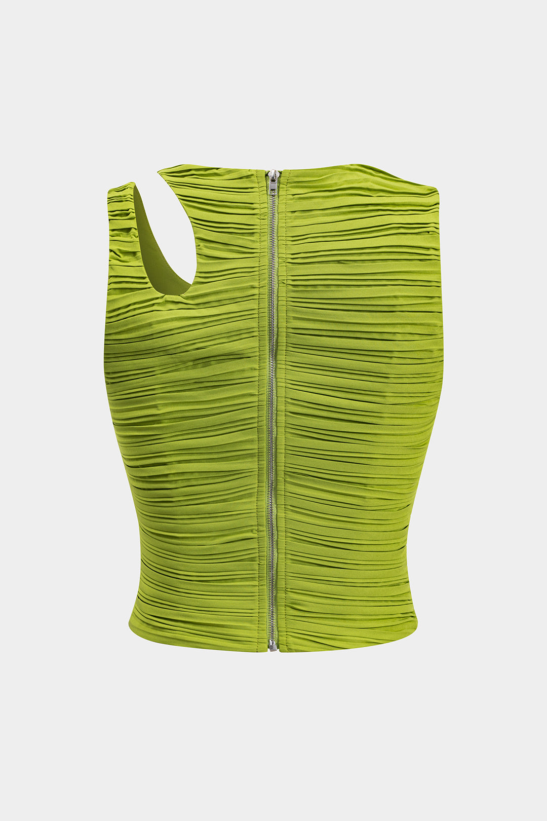 Pleated Cut Out Zipper Tank Top