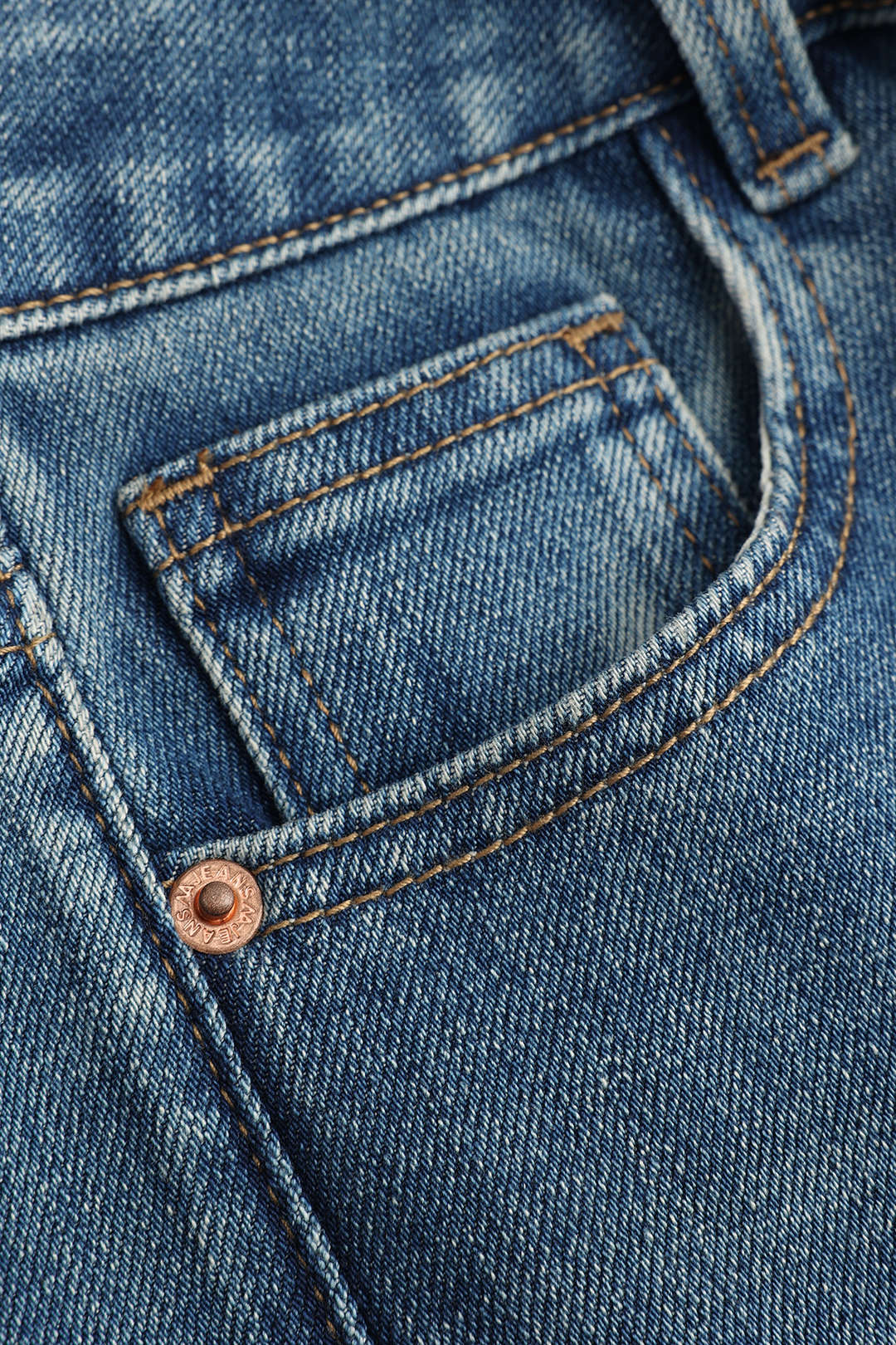 Denim Button Pocket Flared Leg Jeans