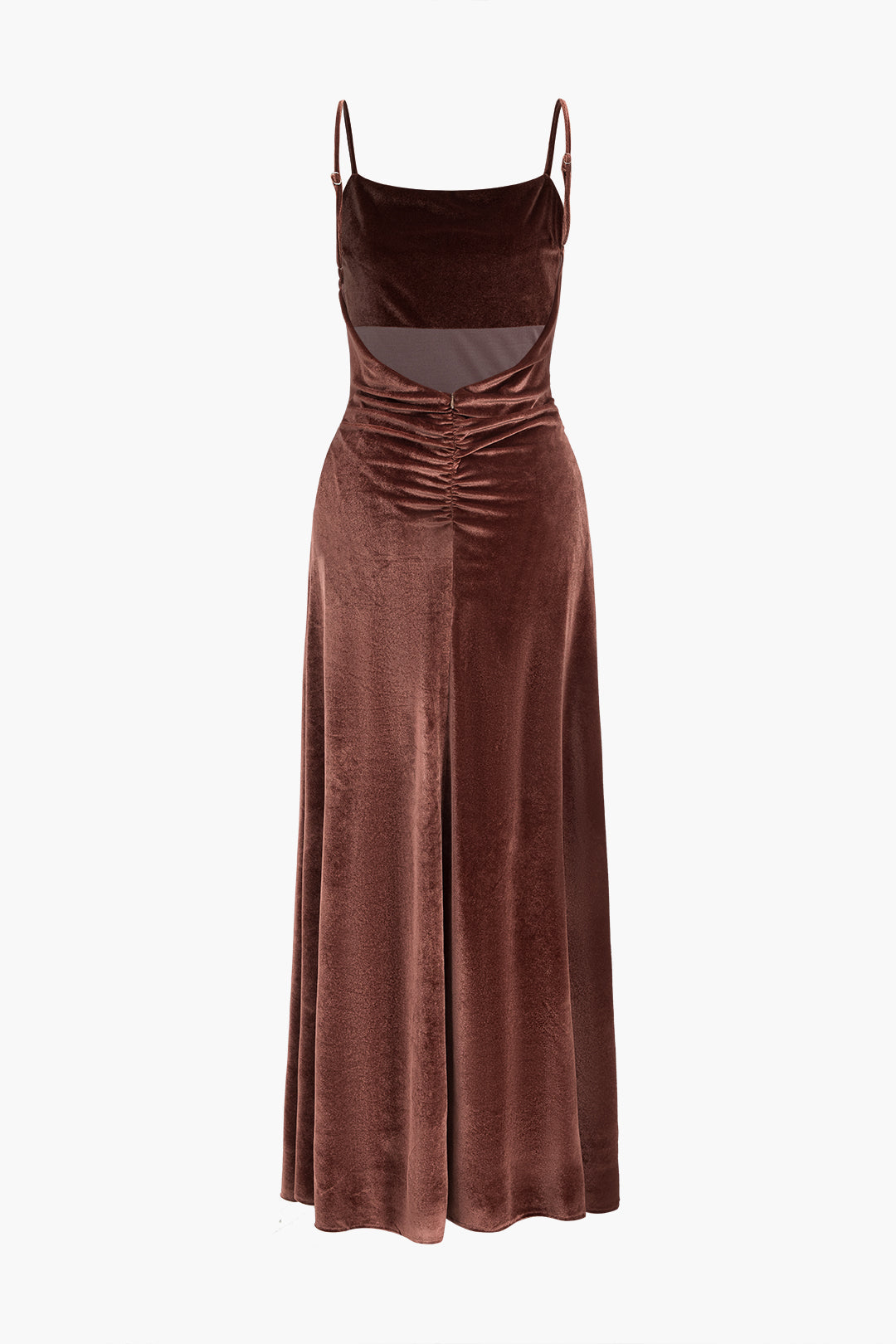 Velvet Ruched Slip Maxi Dress