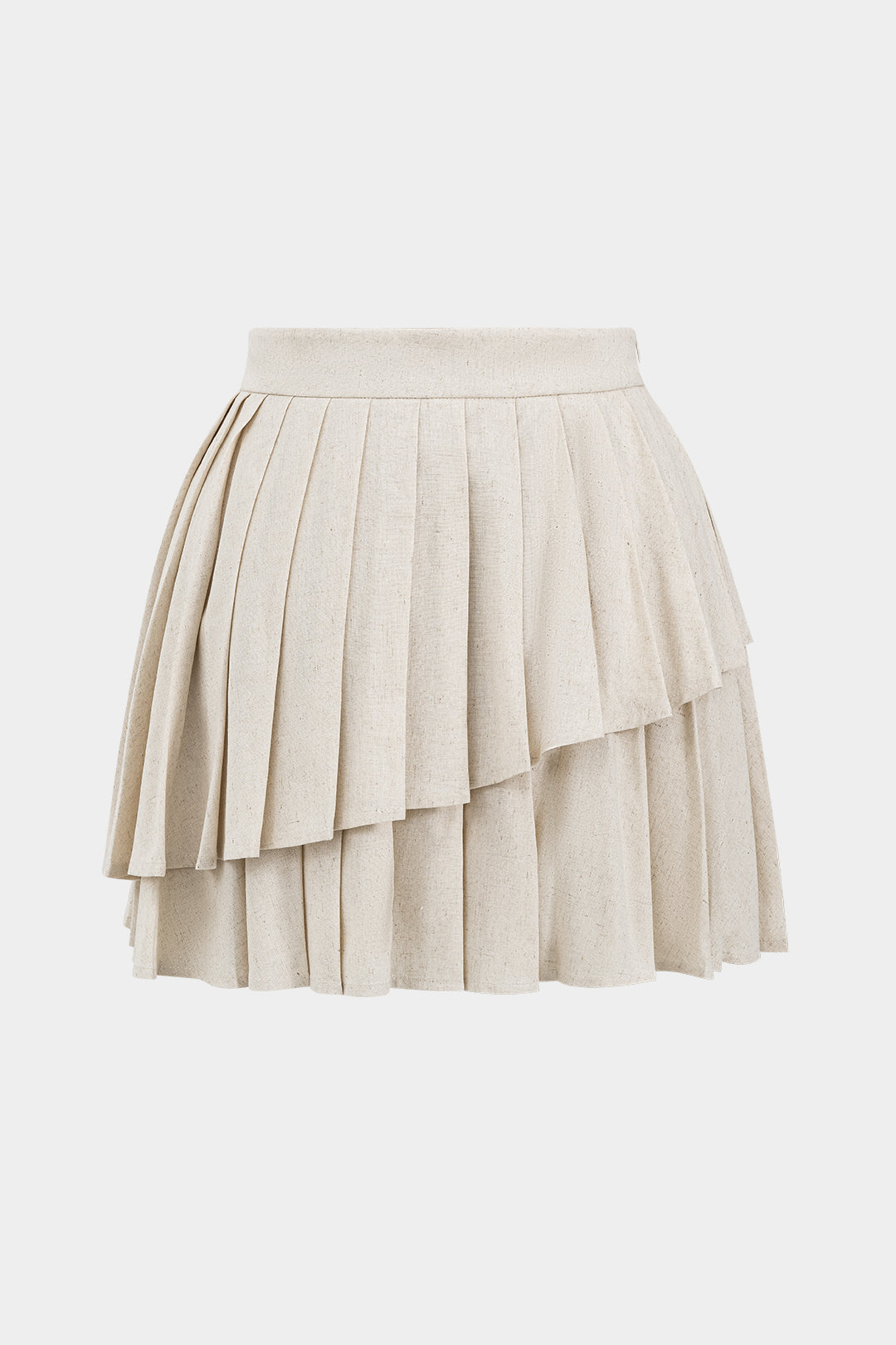 Linen Pleated Button Tie Back Top And Skirt Set