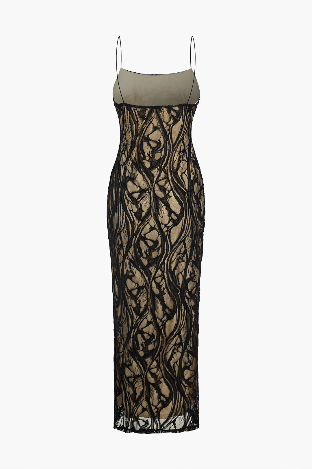 Sheer Lace Embroidered Slip Maxi Dress