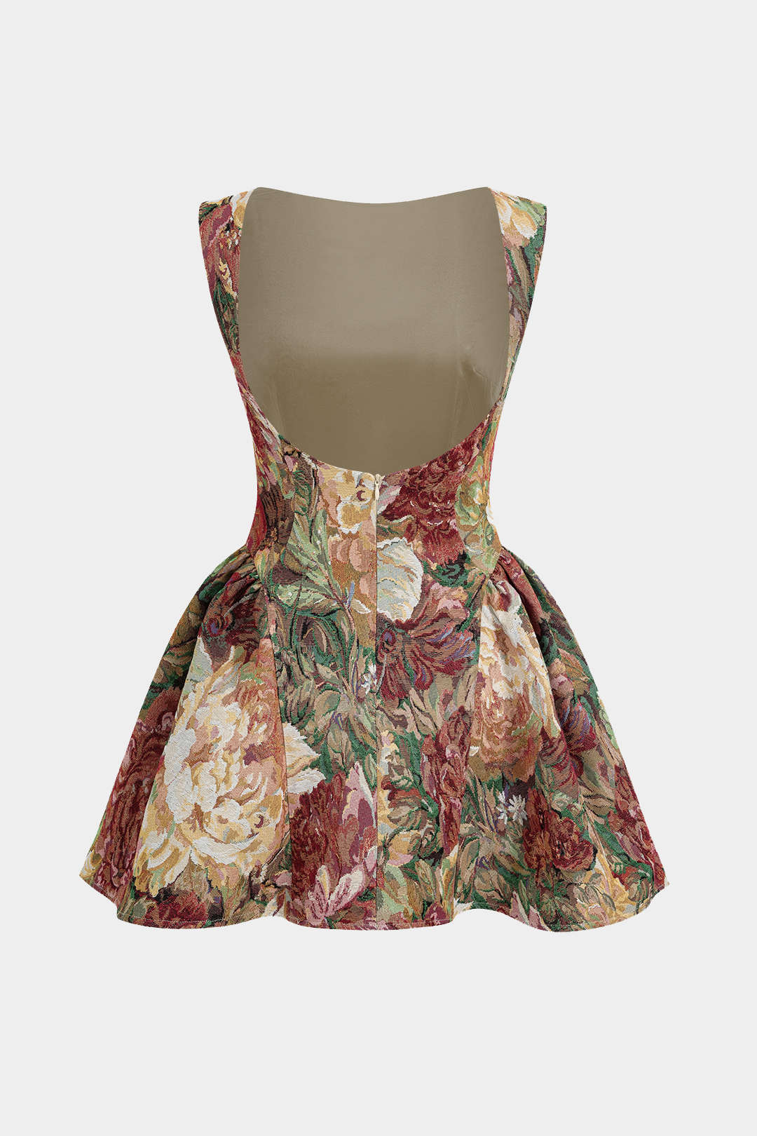 Jacquard Ruched Sleeveless Mini Dress