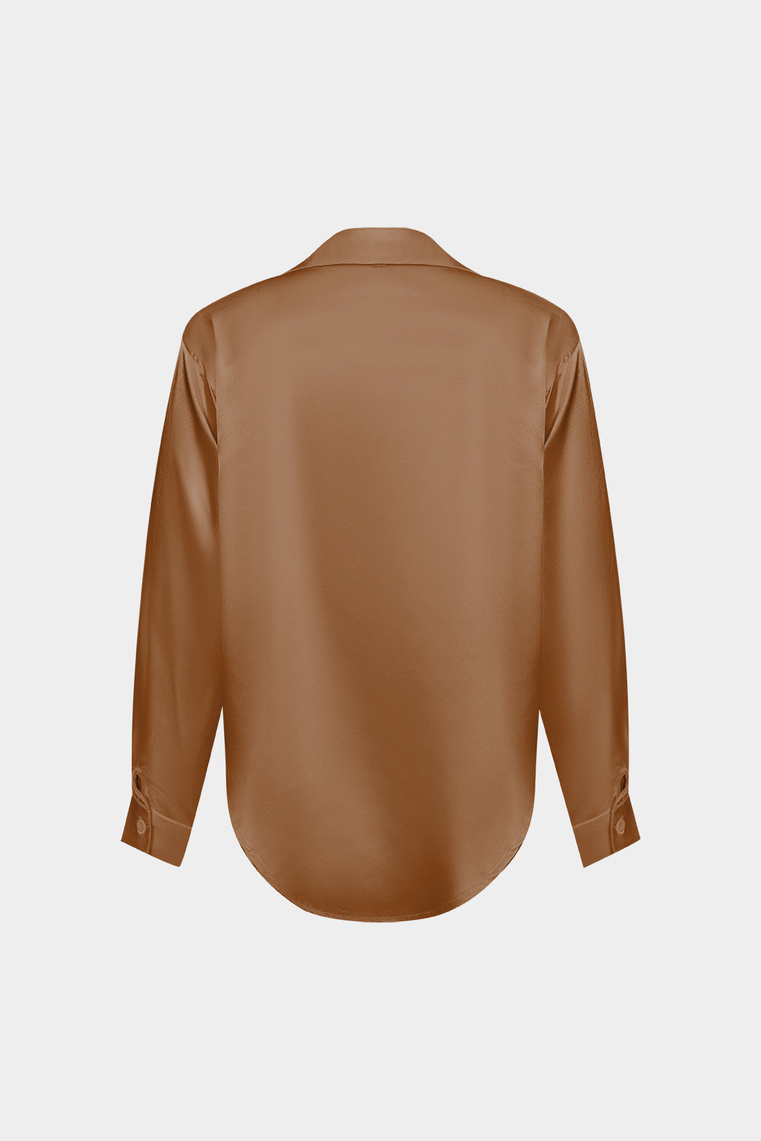 Basic Solid Satin Long-Sleeve Shirt