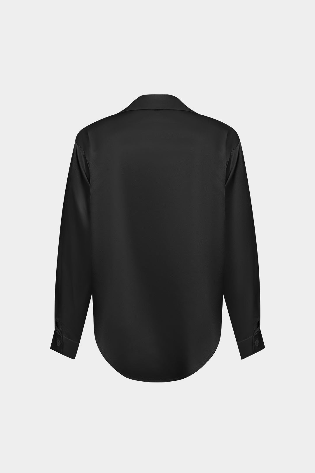 Basic Solid Satin Long-Sleeve Shirt