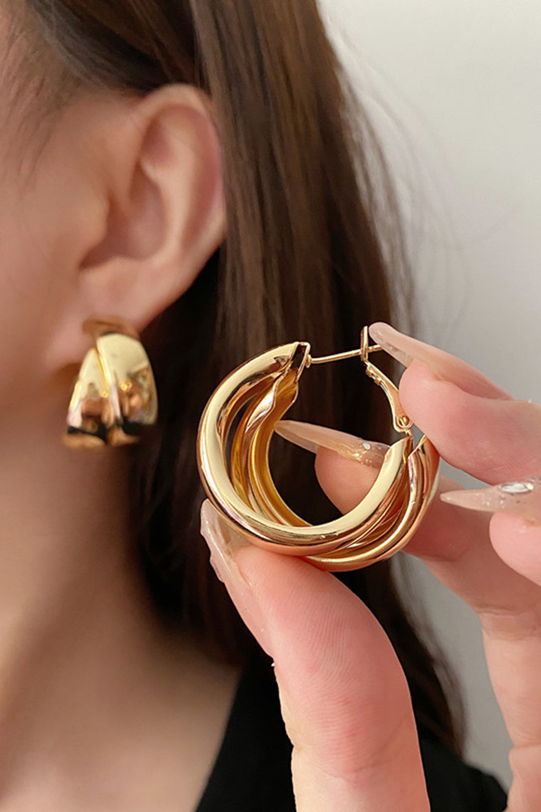 Retro Double-Layer Metal Earrings