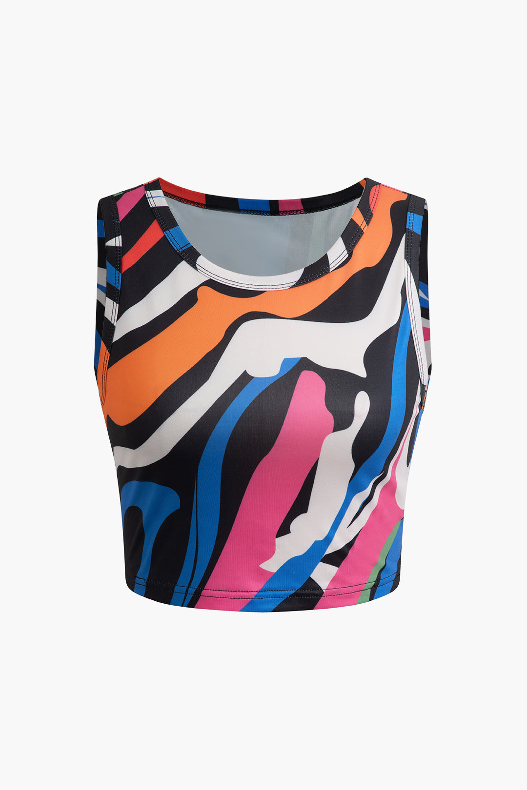 Abstract Print Tank Top And Asymmetric Skirt Set